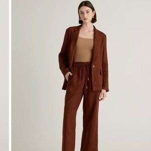 Quince Women 100% European Linen Blazer Chocolate Women's Size large